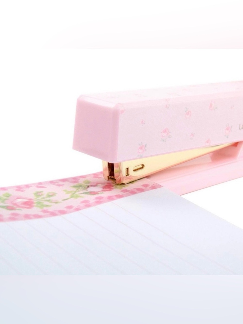 Blue Floral Ruffled Accessory Pouch & Pink Stapler Gift Set - Picture 7 of 11